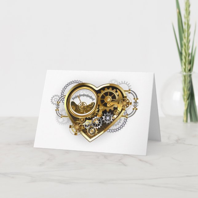 Invitación Corazón Steampunk con un Manómetro (Anverso)