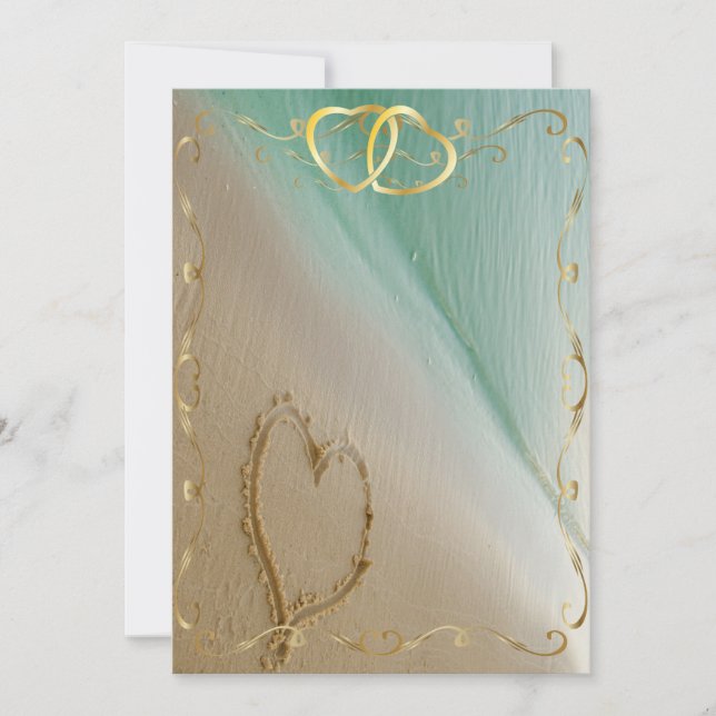 Invitación Corazón tallado en la arena Invitation4 (Anverso)