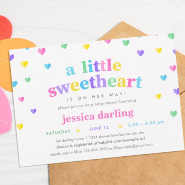 Invitación Corazón Valentine Tema Bebé Chica Ducha Pastel (Subido por el creador)