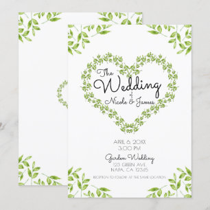 Invitación Corazón Verde Deja Boda Verde Chic Deslucido