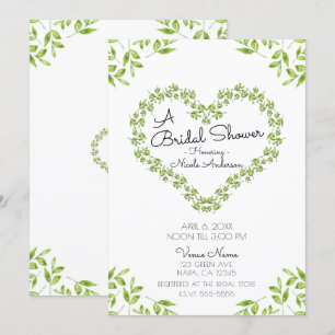 Invitación Corazón Verde Deja Bridal Shower Shabby Chic