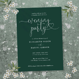 Invitación Corazón Verde Esmeralda Script Fiesta de Boda por 