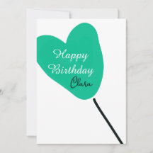 Corazón verde feliz cumpleaños globo blanco negro 