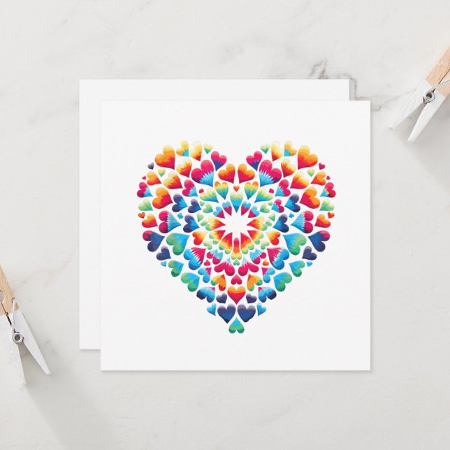 Invitación Corazón Vibrante Tie-Dye (Anverso/Reverso In Situ)