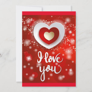 Invitación Corazón y estrellas en rojo
