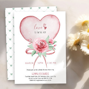 Invitación Corazón y Rosas El Amor está en el Aire Bridal Sho