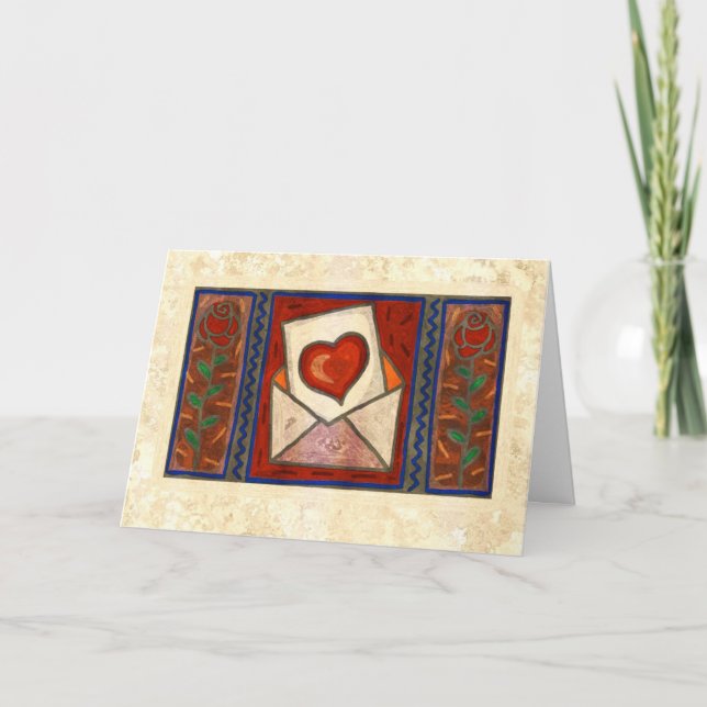 Invitación Corazón y Rosas texturados (Anverso)