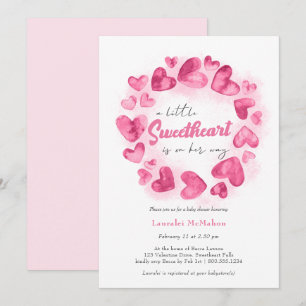Invitación Corazoncito Rosa Día de San Valentín Niña Baby Sho