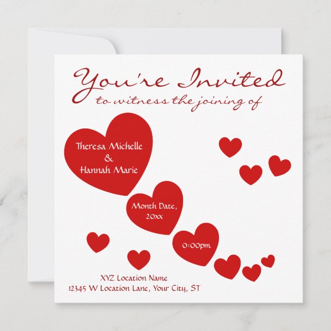 Invitación Corazones (Anverso)