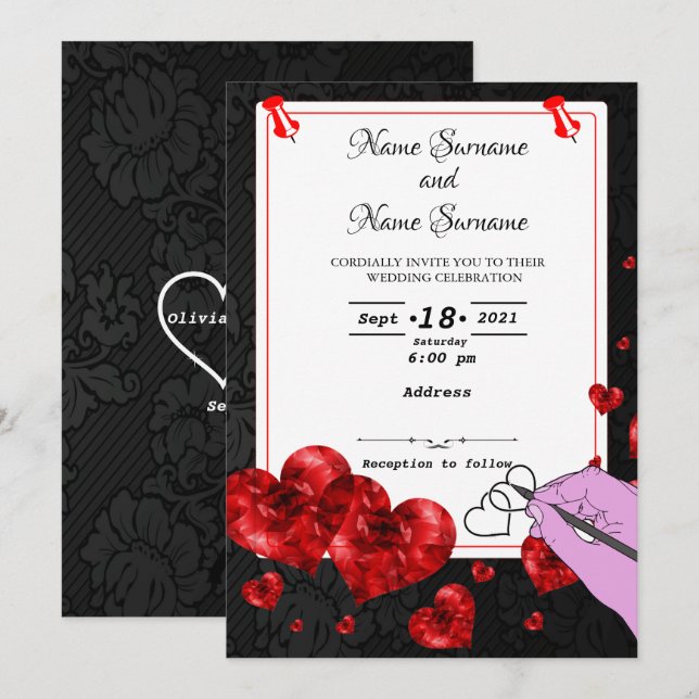 Invitación Corazones (Anverso / Reverso)