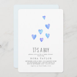 Invitación Corazones acuarelas es un niño Baby Shower