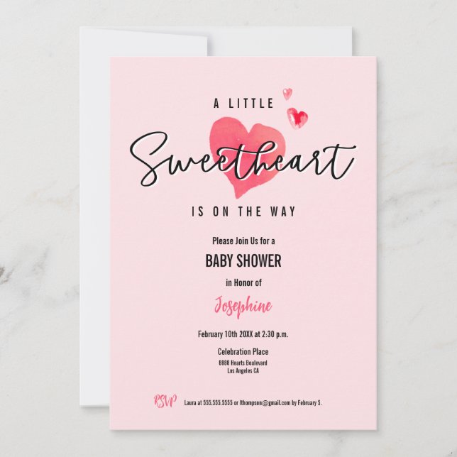 Invitación Corazones acuáticas Pequeña ducha rosa (Anverso)