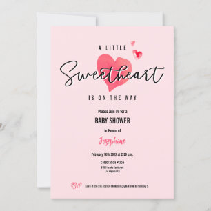 Invitación Corazones acuáticas Pequeña ducha rosa