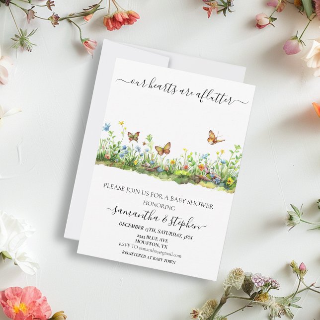 Invitación Corazones Aflutter Butterfly Wildflower (Subido por el creador)