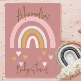 Invitación Corazones arco iris de Baby Shower rosa suave