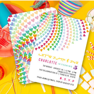 Invitación Corazones Arcoíris Coloridos Diversión Fiesta de C