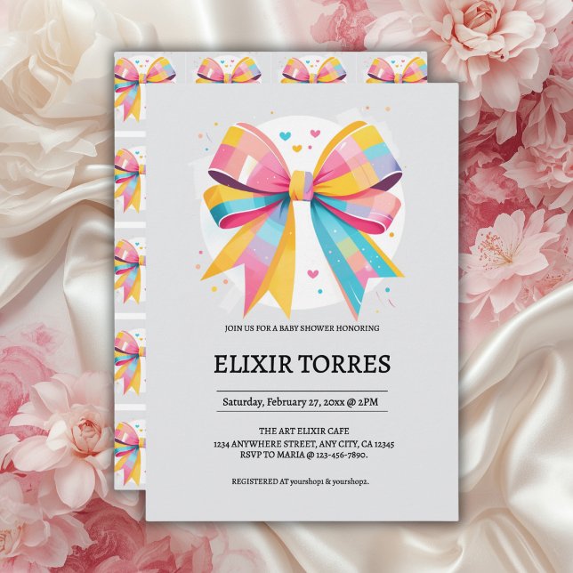 Invitación Corazones arcoiris doblan Baby Shower (Subido por el creador)