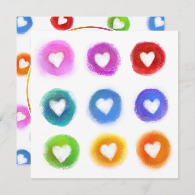 Invitación Corazones arcoiris Patrón de darwins (Anverso / Reverso)