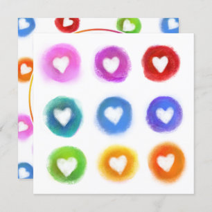 Invitación Corazones arcoiris Patrón de darwins