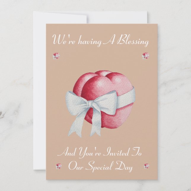 Invitación corazones atados con bendición boda de cinta blanc (Anverso)