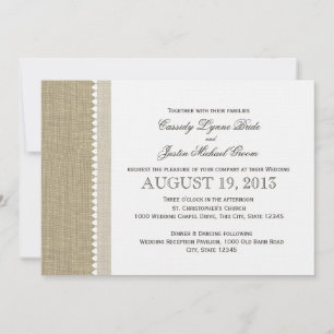 Invitación Corazones atesorados y Boda Burlap