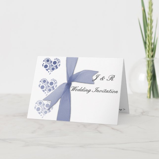 Invitación corazones azules y arcos (Anverso)