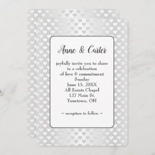Invitación Corazones Bodas blancas brillantes
