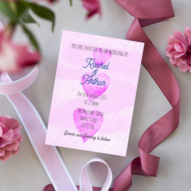 Invitación Corazones bodas modernos diseño sencillo y elegant (Subido por el creador)