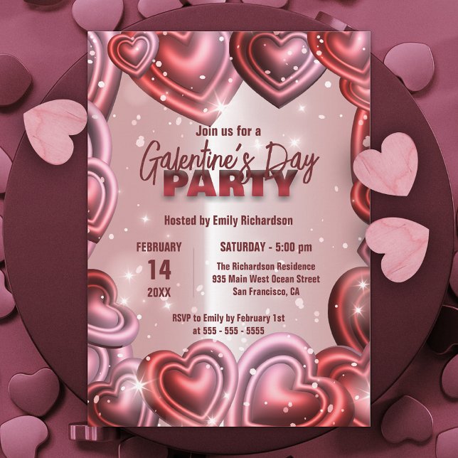 Invitación Corazones brillantes con espárragos Fiesta del Día (Subido por el creador)