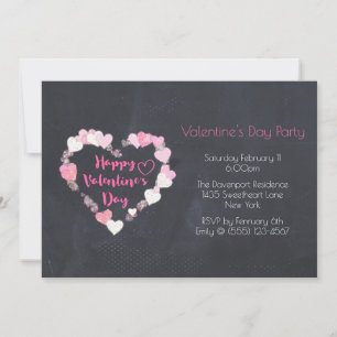 Invitación Corazones Brillantes en Rosa Fiesta de San Valentí