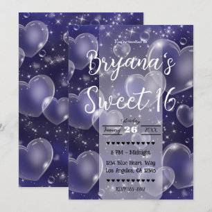 Invitación Corazones Burbuja Rosados Fiesta Cumpleaños Niña 9