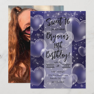 Invitación Corazones Burbuja Rosados Fiesta Cumpleaños Niña 9