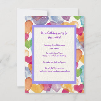Invitación Corazones de Acuarela