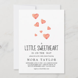 Invitación Corazones de Acuarela   Baby Shower de Pequeño Cor