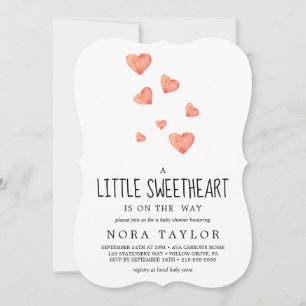 Invitación Corazones de acuarela   Pequeño Baby Shower
