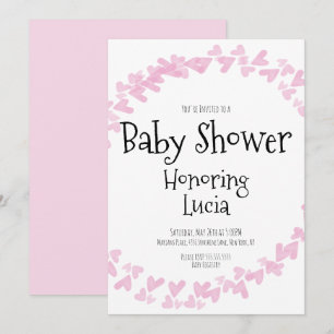 Invitación Corazones de Acuarela Sello Corona Baby Shower 