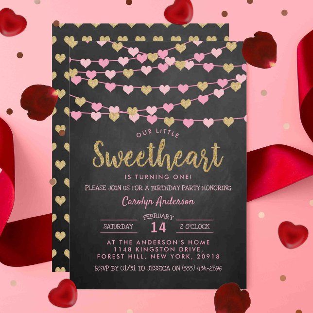 Invitación Corazones de amor colgantes cumpleaños pequeño amo (Subido por el creador)