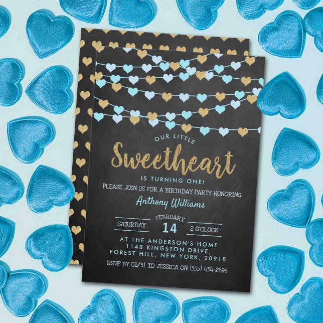 Invitación Corazones de amor colgantes cumpleaños pequeño amo (Subido por el creador)