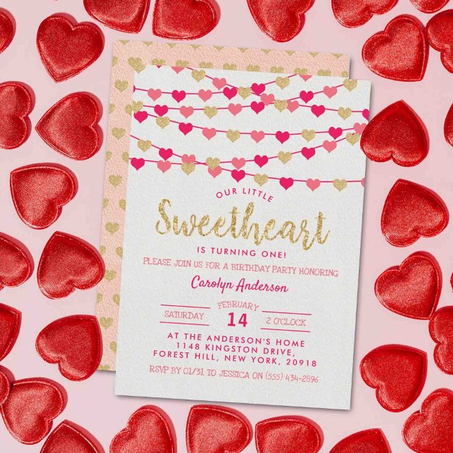 Invitación Corazones de amor colgantes cumpleaños pequeño amo (Subido por el creador)