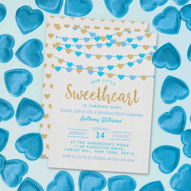 Invitación Corazones de amor colgantes cumpleaños pequeño amo (Subido por el creador)