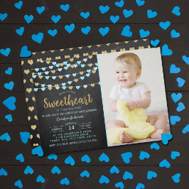 Invitación Corazones de amor colgantes cumpleaños pequeño amo
