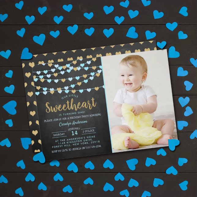 Invitación Corazones de amor colgantes cumpleaños pequeño amo (Subido por el creador)
