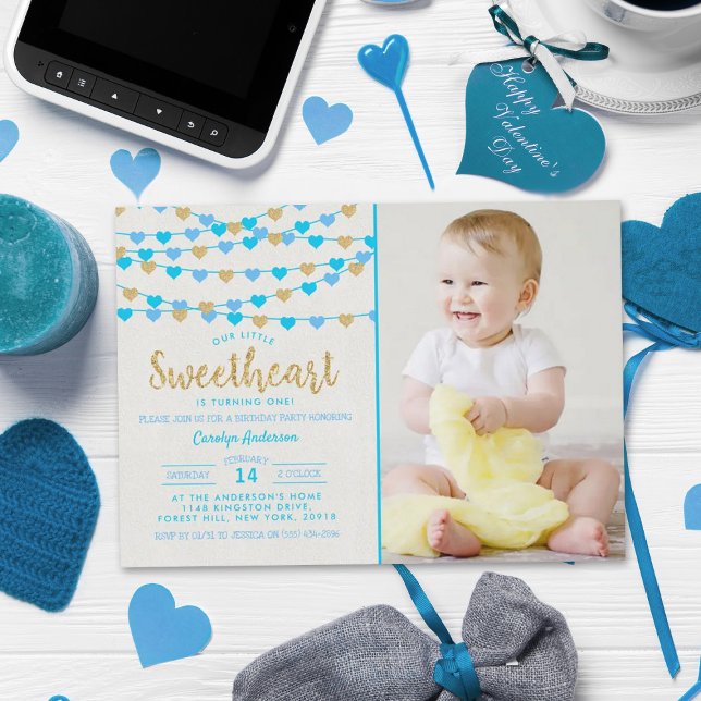 Invitación Corazones de amor colgantes cumpleaños pequeño amo (Subido por el creador)
