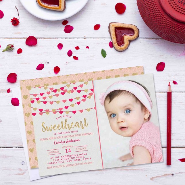 Invitación Corazones de amor colgantes cumpleaños pequeño amo (Subido por el creador)