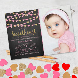 Invitación Corazones de amor colgantes cumpleaños pequeño amo