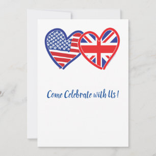 Invitación Corazones de amor de EE. UU. y Union Jack