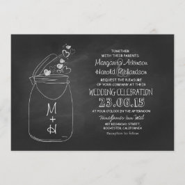 Invitación corazones de amor de pizarra boda