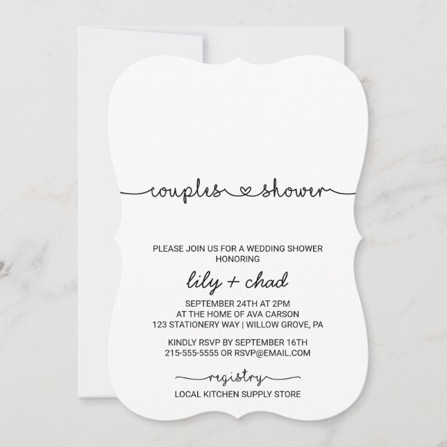 Invitación Corazones de amor Ducha de parejas (Anverso)