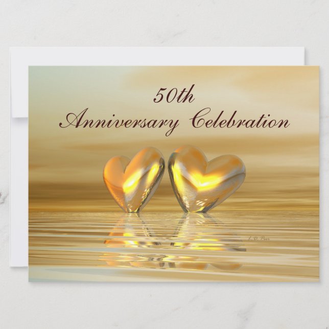 Invitación Corazones de Aniversario de Oro (Anverso)