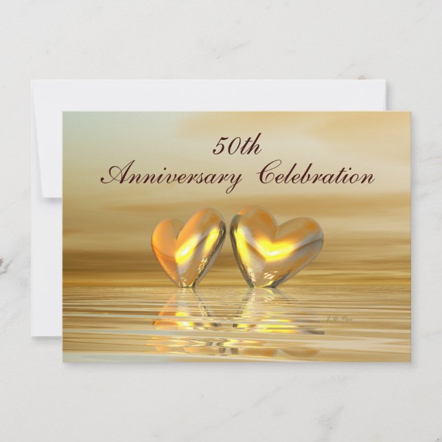 Invitación Corazones de Aniversario de Oro (Anverso)